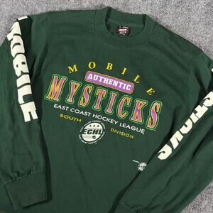 Vintage 90s Mobile Mysticks ECHL Hockey LS T-Shirt L Single Stitch Made In USA